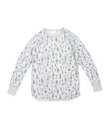 【JEMORGAN LONG JOHNS】 CVCワッフル 花柄ラグランクルーネックパック入りロンT(JC090-59S)