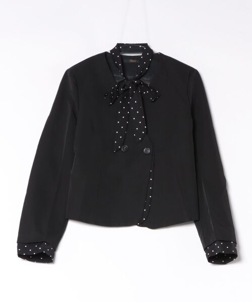 Ritzy(リッツィー)の「水玉リボン付き Vネックショートジャケット(テーラードジャケット・レディース・ブラック/グレー・M)」の20枚目の写真