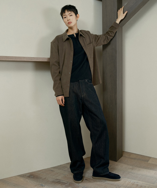 MINDBRIDGE（マインドブリッジ）の「[COUTURE] スエード セミオーバーサイズ シャツ型ジャケット - 2color（ライダースジャケット・メンズ・ブラック/ダークベージュ・100/110/95/105）」の14枚目の写真