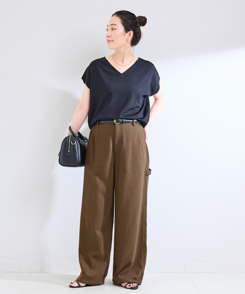 Simplicite(サンプリシテ)の「ウォッシャブル / 裏毛ペインターパンツ(その他パンツ・レディース・ブラウン/チャコールグレー・FREE)」の4枚目の写真