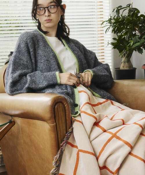 FREAK'S STORE(フリークスストア)の「JACQUARD HOME THROWKET フォークロア・ジャカード織 マルチスローケット(ブランケット・レディース・ベージュ/グリーン/ブラウン・ONE SIZE)」の5枚目の写真