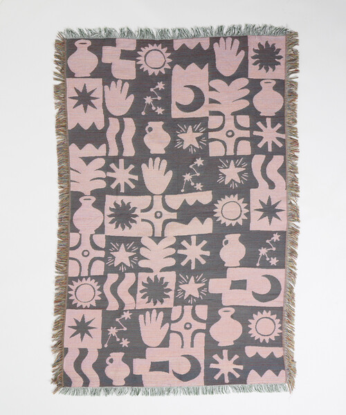 FREAK'S STORE(フリークスストア)の「JACQUARD HOME THROWKET フォークロア・ジャカード織 マルチスローケット(ブランケット・レディース・ベージュ/グリーン/ブラウン・ONE SIZE)」の18枚目の写真