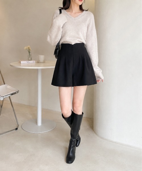 Mku Ekta（ムクエクタ）の「ハイウエストウールライクショートパンツ（その他パンツ・レディース・ブラウン/ブラック・S/M/L）」の3枚目の写真
