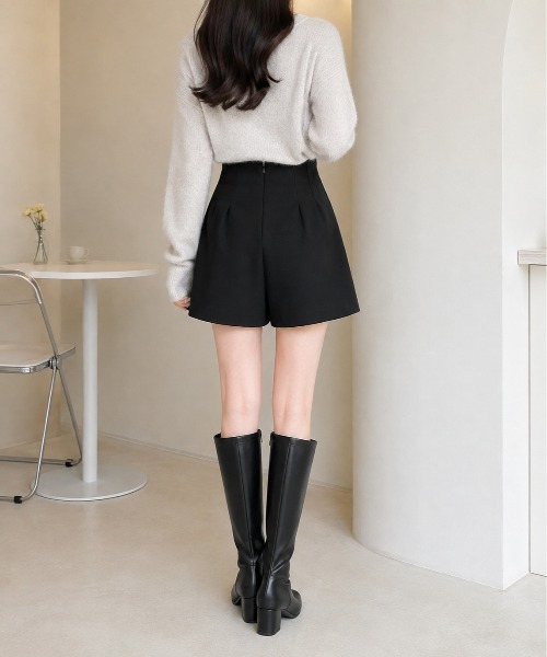 Mku Ekta（ムクエクタ）の「ハイウエストウールライクショートパンツ（その他パンツ・レディース・ブラウン/ブラック・S/M/L）」の8枚目の写真