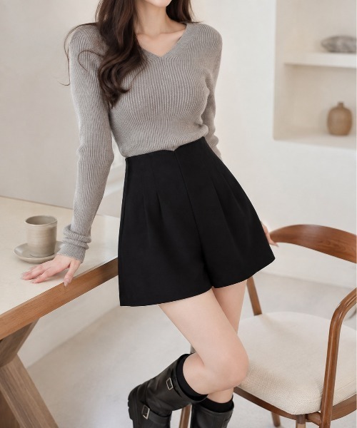 Mku Ekta（ムクエクタ）の「ハイウエストウールライクショートパンツ（その他パンツ・レディース・ブラウン/ブラック・S/M/L）」の17枚目の写真