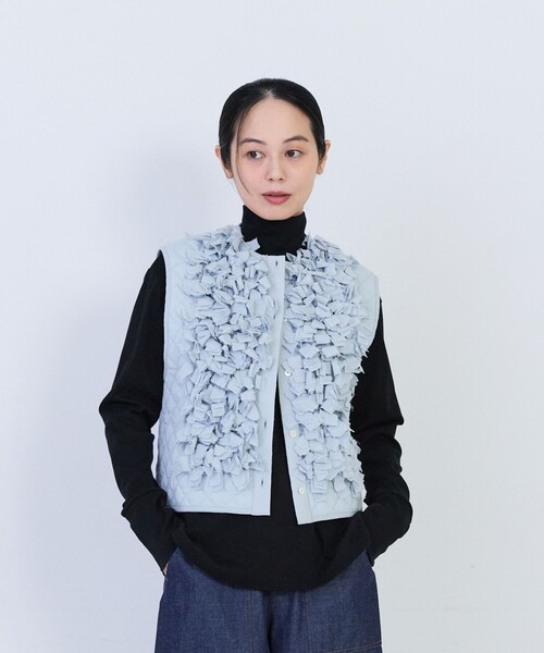 conges payes ADIEU TRISTESSE（コンジェ ペイエ アデュートリステス）の「コットンボイルフリンジジレ（ベスト・レディース・チャコールグレー/ブルー・38）」の3枚目の写真
