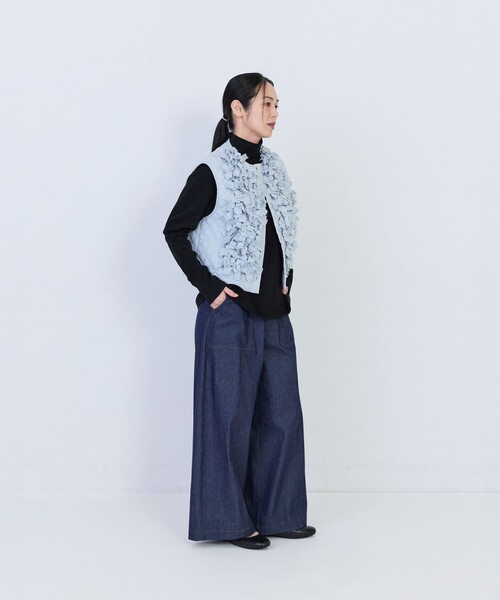 conges payes ADIEU TRISTESSE（コンジェ ペイエ アデュートリステス）の「コットンボイルフリンジジレ（ベスト・レディース・チャコールグレー/ブルー・38）」の6枚目の写真