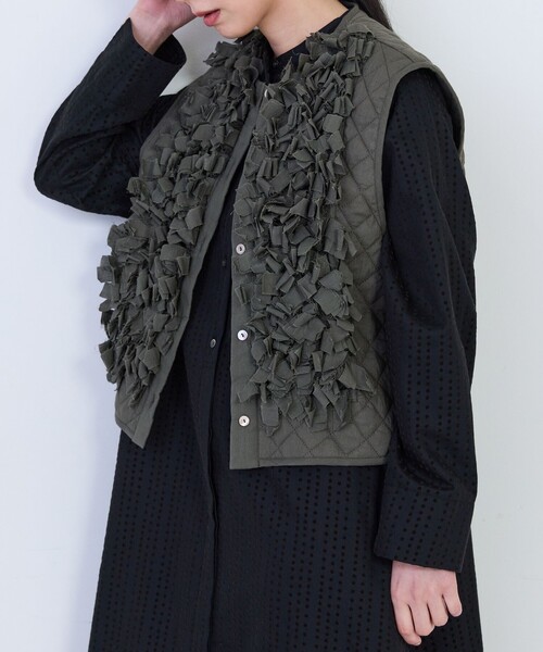 conges payes ADIEU TRISTESSE（コンジェ ペイエ アデュートリステス）の「コットンボイルフリンジジレ（ベスト・レディース・チャコールグレー/ブルー・38）」の14枚目の写真