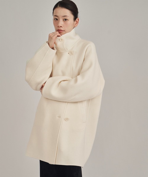 louren(ローレン )の「【louren/ローレン】double face midi coat/ダブルフェイスミディコート(チェスターコート・レディース・ブラック/アイボリー・FREE)」の1枚目の写真