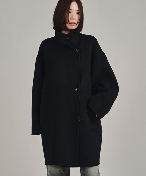 louren(ローレン )の「【louren/ローレン】double face midi coat/ダブルフェイスミディコート(チェスターコート・レディース・ブラック/アイボリー・FREE)」の7枚目の写真