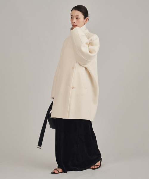louren(ローレン )の「【louren/ローレン】double face midi coat/ダブルフェイスミディコート(チェスターコート・レディース・ブラック/アイボリー・FREE)」の4枚目の写真