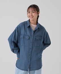 ポケ付き長袖BIGデニムシャツ