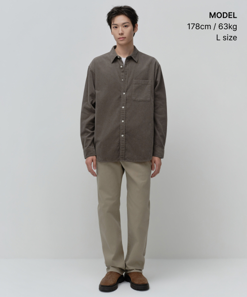 MUSINSA STANDARD（ムシンサスタンダード）の「リラックスド16Wコーデュロイシャツ[トープ]（シャツ/ブラウス・メンズ・その他・X-LARGE/2XL/MEDIUM/LARGE）」の2枚目の写真