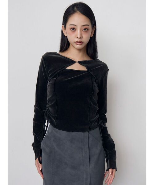 MURUA(ムルーア)の「シアーベロアホックトップス(Tシャツ/カットソー・レディース・ブルー/ブラウン/ブラック・FREE)」の13枚目の写真