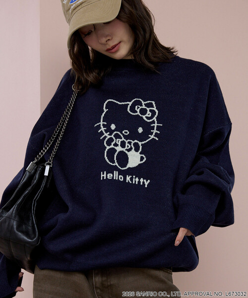 PUBLUX(パブリュクス)の「PUBLUX/パブリュクス ”HELLO KITTY/ハローキティ” アート ジャガード ニット 限定展開(ニット/セーター・レディース・ネイビー/オフホワイト/グレー・フリ-)」の12枚目の写真