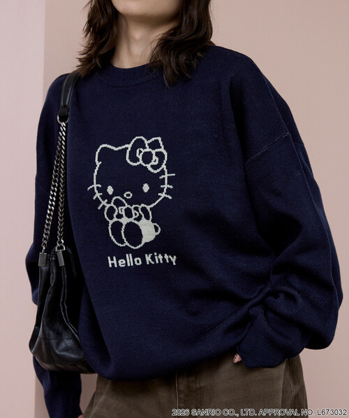 PUBLUX(パブリュクス)の「PUBLUX/パブリュクス ”HELLO KITTY/ハローキティ” アート ジャガード ニット 限定展開(ニット/セーター・レディース・ネイビー/オフホワイト/グレー・フリ-)」の15枚目の写真