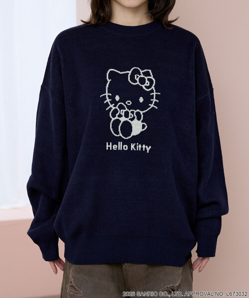 PUBLUX(パブリュクス)の「PUBLUX/パブリュクス ”HELLO KITTY/ハローキティ” アート ジャガード ニット 限定展開(ニット/セーター・レディース・ネイビー/オフホワイト/グレー・フリ-)」の17枚目の写真