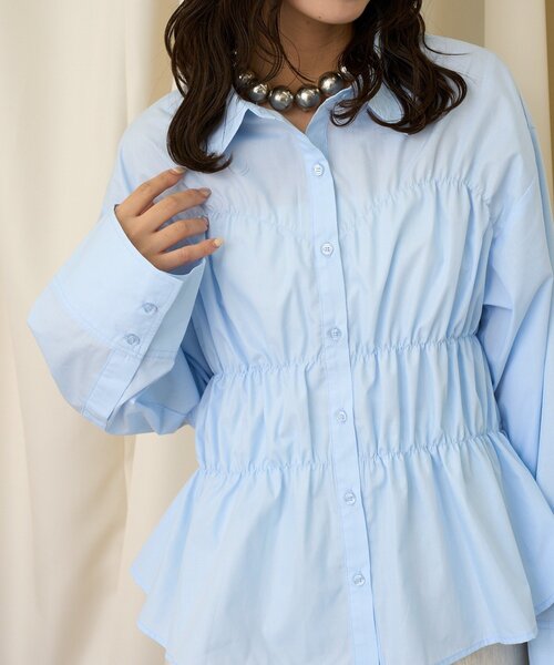 CIAOPANIC(チャオパニック)の「【neutral by ciaopanic】ウエストシャーリングシャツ(シャツ/ブラウス・レディース・ピンク/サックスブルー・FREE)」の3枚目の写真