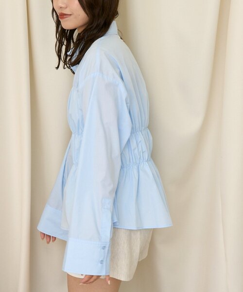 CIAOPANIC(チャオパニック)の「【neutral by ciaopanic】ウエストシャーリングシャツ(シャツ/ブラウス・レディース・ピンク/サックスブルー・FREE)」の5枚目の写真