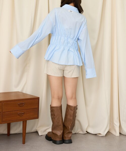 CIAOPANIC(チャオパニック)の「【neutral by ciaopanic】ウエストシャーリングシャツ(シャツ/ブラウス・レディース・ピンク/サックスブルー・FREE)」の10枚目の写真