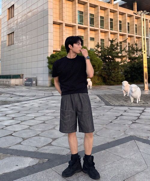 NOMING（ノミング）の「ルーズフィットクロップイージーショートスリーブ - アイボリー（Tシャツ/カットソー・メンズ・アイボリー・SMALL/MEDIUM/LARGE/X-LARGE）」の8枚目の写真