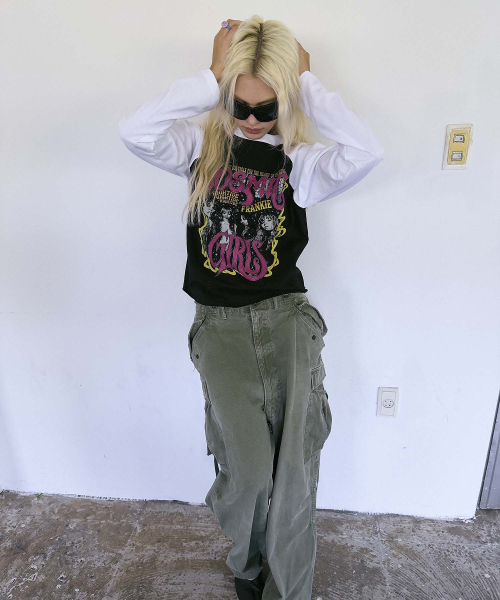 HIGHTIDEFRANKIE（ハイタイドフランキー）の「COSMIC GIRLS バンドラグランTシャツ ブラック（Tシャツ/カットソー・レディース・ブラック・FREE）」の8枚目の写真