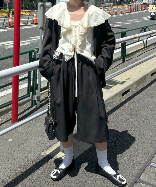 Alley Tokyo(アリートーキョー)の「フリフリおっきめヴィンテージっぽブラウス(シャツ/ブラウス・レディース・サックスブルー/オフホワイト・FREE)」の9枚目の写真