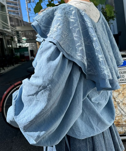 Alley Tokyo(アリートーキョー)の「フリフリおっきめヴィンテージっぽブラウス(シャツ/ブラウス・レディース・サックスブルー/オフホワイト・FREE)」の21枚目の写真