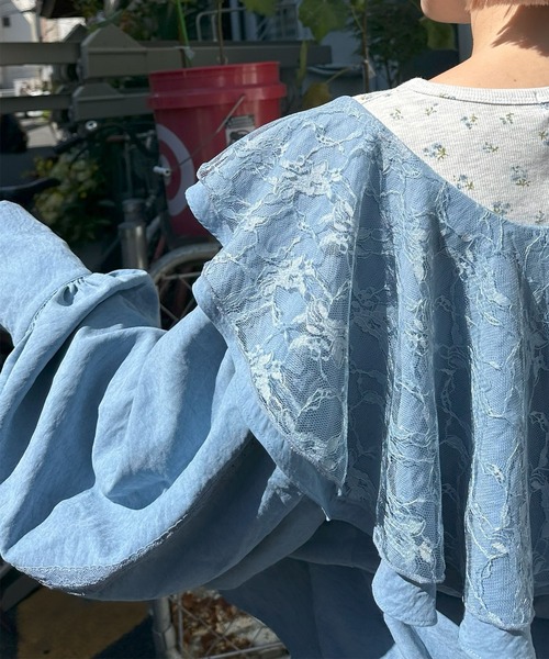 Alley Tokyo(アリートーキョー)の「フリフリおっきめヴィンテージっぽブラウス(シャツ/ブラウス・レディース・サックスブルー/オフホワイト・FREE)」の20枚目の写真