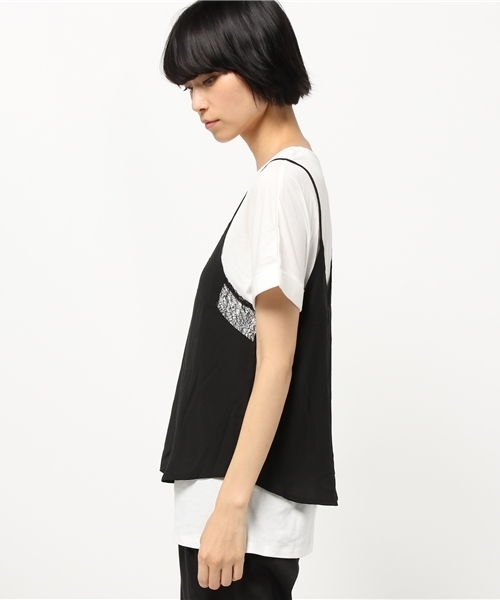 titivate（ティティベイト）の「Vﾈｯｸﾚｰｽｷｬﾐｿｰﾙ&ゆるTｼｬﾂｾｯﾄ（Tシャツ/カットソー・レディース・ブラック/カーキ/グレー・FREE）」の6枚目の写真