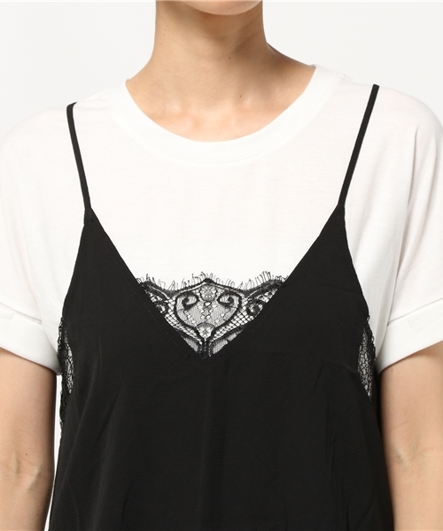 titivate（ティティベイト）の「Vﾈｯｸﾚｰｽｷｬﾐｿｰﾙ&ゆるTｼｬﾂｾｯﾄ（Tシャツ/カットソー・レディース・ブラック/カーキ/グレー・FREE）」の8枚目の写真