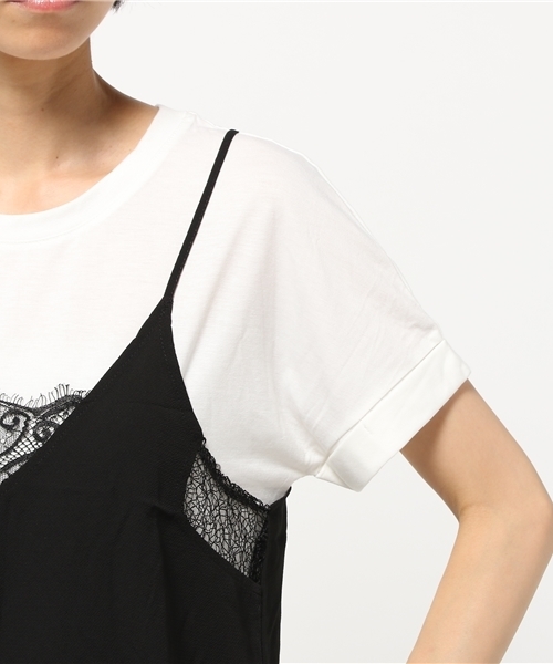 titivate（ティティベイト）の「Vﾈｯｸﾚｰｽｷｬﾐｿｰﾙ&ゆるTｼｬﾂｾｯﾄ（Tシャツ/カットソー・レディース・ブラック/カーキ/グレー・FREE）」の9枚目の写真