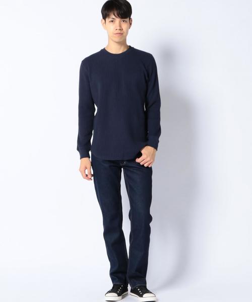 coen(コーエン)の「ワッフルロングスリーブカットソー(Tシャツ/カットソー・メンズ・ホワイト/ネイビー・LARGE/X-LARGE/SMALL/MEDIUM)」の3枚目の写真