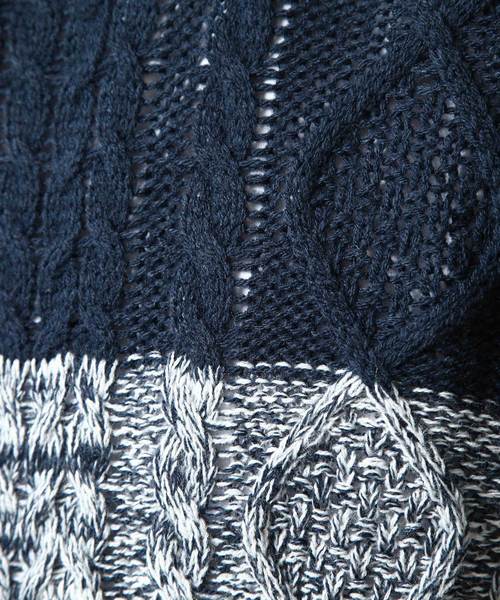 ZIP FIVE（ジップファイブ）の「ケーブルタートルニット【ローゲージニット】（ニット/セーター・メンズ・キャメル/ホワイト×ネイビー/アイボリー/ブラック/ワイン/カーキ/ホワイト×ブラック/グレー/ブルー/ダークグリーン/オフホワイト/ネイビー/ベージュ・LARGE/X-LARGE/MEDIUM/SMALL）」の16枚目の写真