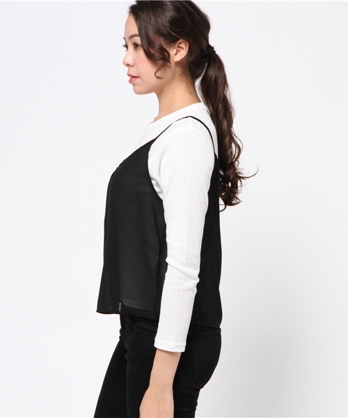 VENCEEXCHANGE（ヴァンスエクスチェンジ）の「ワイドリブレイヤードトップス  （キャミソール・レディース・ブラック/レンガ/グレー・MEDIUM）」の13枚目の写真