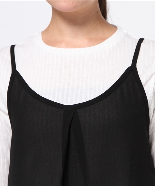 VENCEEXCHANGE（ヴァンスエクスチェンジ）の「ワイドリブレイヤードトップス  （キャミソール・レディース・ブラック/レンガ/グレー・MEDIUM）」の7枚目の写真