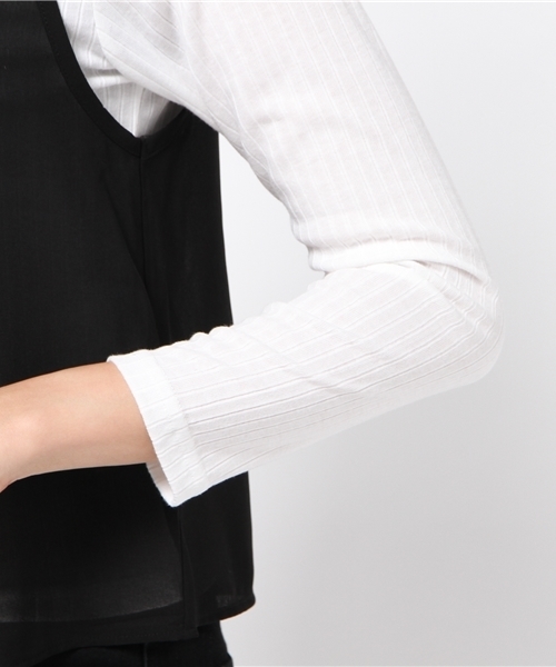 VENCEEXCHANGE（ヴァンスエクスチェンジ）の「ワイドリブレイヤードトップス  （キャミソール・レディース・ブラック/レンガ/グレー・MEDIUM）」の8枚目の写真