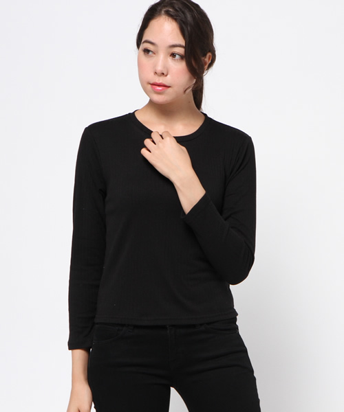 VENCEEXCHANGE（ヴァンスエクスチェンジ）の「ワイドリブレイヤードトップス  （キャミソール・レディース・ブラック/レンガ/グレー・MEDIUM）」の4枚目の写真