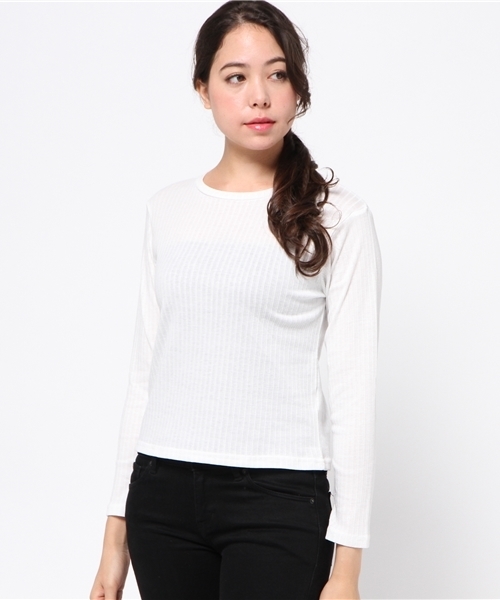 VENCEEXCHANGE（ヴァンスエクスチェンジ）の「ワイドリブレイヤードトップス  （キャミソール・レディース・ブラック/レンガ/グレー・MEDIUM）」の5枚目の写真