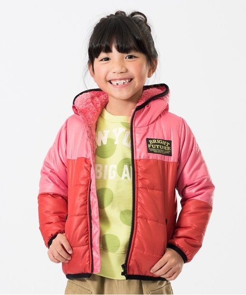 BREEZE（ブリーズ）の「デイリー中綿ジャンパー（ダウンジャケット/コート・キッズ・ネイビー/パープル/ブラック/ピンク・140/90/95/120/80/110/130/100）」の4枚目の写真