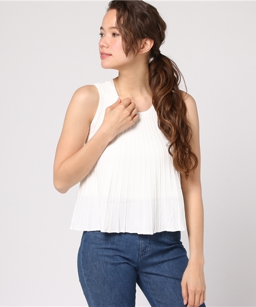 GUILD PRIME（ギルドプライム）の「【GUILD PRIME】WOMENS プリーツタンクニット（ニット/セーター・レディース・ホワイト/ネイビー・36/34）」の11枚目の写真