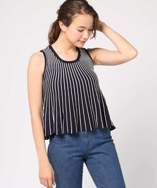 GUILD PRIME（ギルドプライム）の「【GUILD PRIME】WOMENS プリーツタンクニット（ニット/セーター・レディース・ホワイト/ネイビー・36/34）」の10枚目の写真