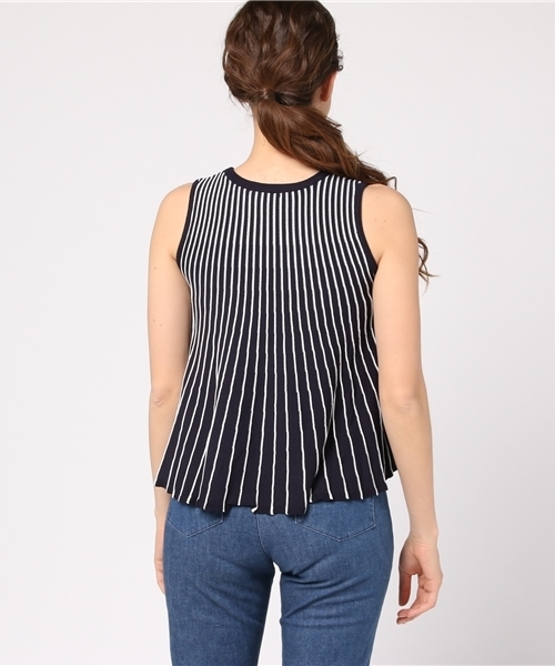 GUILD PRIME（ギルドプライム）の「【GUILD PRIME】WOMENS プリーツタンクニット（ニット/セーター・レディース・ホワイト/ネイビー・36/34）」の7枚目の写真