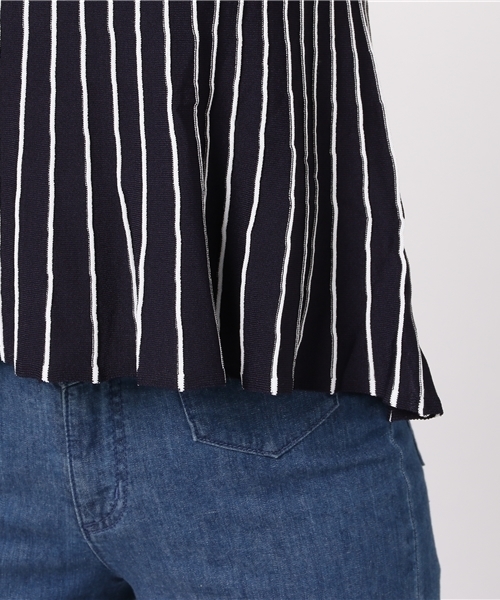 GUILD PRIME（ギルドプライム）の「【GUILD PRIME】WOMENS プリーツタンクニット（ニット/セーター・レディース・ホワイト/ネイビー・36/34）」の4枚目の写真