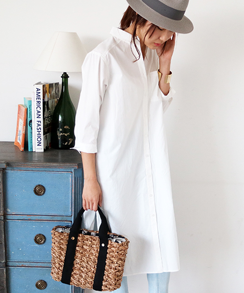 N.（N. Natural Beauty Basic）（エヌエヌナチュラルビューティーベーシック）の「タイプライターシャツワンピース（シャツワンピース・レディース・ホワイト/ブルー系その他/カーキ・MEDIUM）」の2枚目の写真