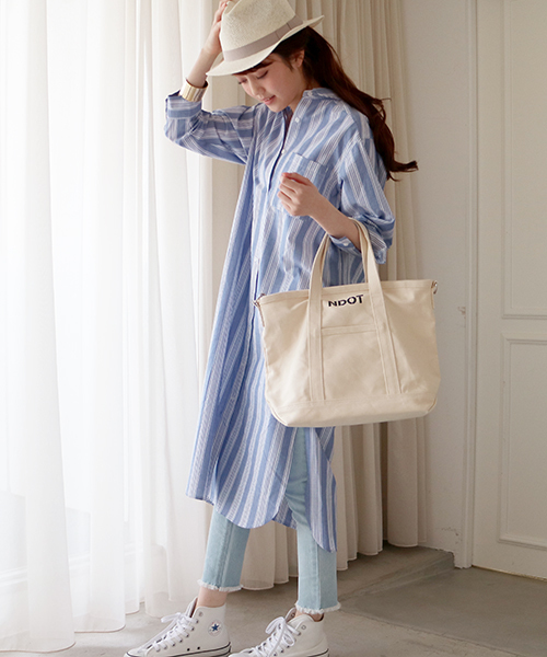 N.（N. Natural Beauty Basic）（エヌエヌナチュラルビューティーベーシック）の「タイプライターシャツワンピース（シャツワンピース・レディース・ホワイト/ブルー系その他/カーキ・MEDIUM）」の4枚目の写真