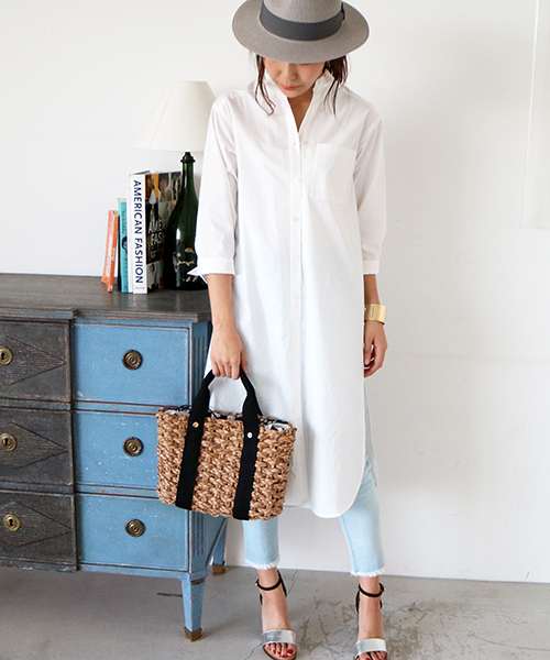 N.（N. Natural Beauty Basic）（エヌエヌナチュラルビューティーベーシック）の「タイプライターシャツワンピース（シャツワンピース・レディース・ホワイト/ブルー系その他/カーキ・MEDIUM）」の5枚目の写真