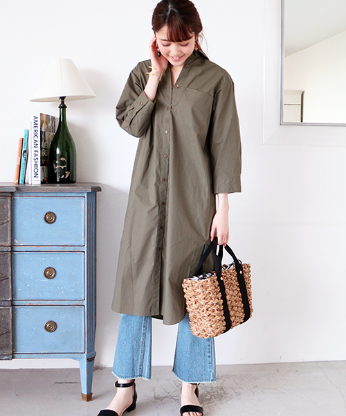 N.（N. Natural Beauty Basic）（エヌエヌナチュラルビューティーベーシック）の「タイプライターシャツワンピース（シャツワンピース・レディース・ホワイト/ブルー系その他/カーキ・MEDIUM）」の13枚目の写真