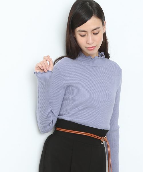 VIS（ビス）の「【静電気防止】リブハイネックプルオーバー（ニット/セーター・レディース・ホワイト/オフホワイト/ブラック/ライトグレー/サックスブルー/ピンク系その他・FREE）」の5枚目の写真