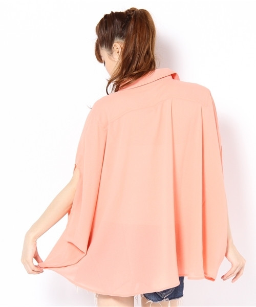 SLY LANG（スライラング）の「シフォンポンチョSH（シャツ/ブラウス・レディース・ベージュ/ホワイト/オレンジ系その他・FREE）」の5枚目の写真